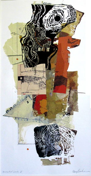 Mary Bookwalter, Uncharted Lands II, Mixed print and drawing media 